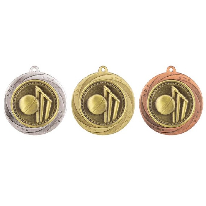  CRICKET SUPERSTAR MEDAL 60MM - GOLD, SILVER & BRONZE